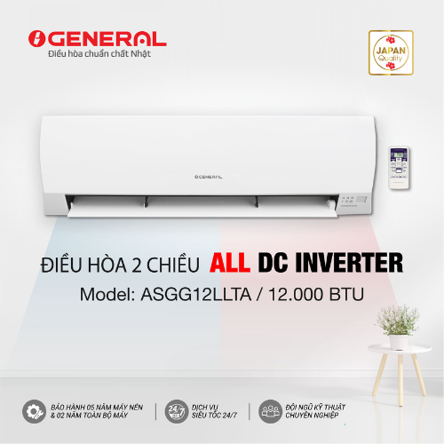 Máy lạnh điều hòa GENERAL 1.5HP Model ASGG12LLTA-V hai chiều inverter – Hạng sang